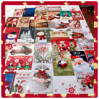 A variety of colorful holiday cards collected for community distribution